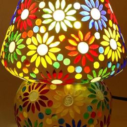 SOMIL Multicoloured Printed Glass Cylindrical Shaped Table Lamp-picture-25