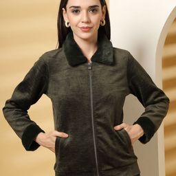R.Code by The Roadster Life Co. Women Self design Textured Shirt Collar Sweatshirt-picture-23