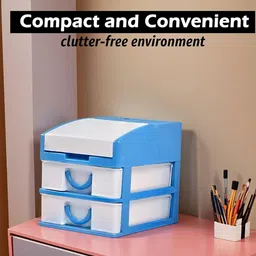 Kuber Industries Blue & White Reusable 3-Layer Drawer Organiser image 5