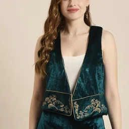 shae by sassafras Self Design Women Waistcoat-picture-28