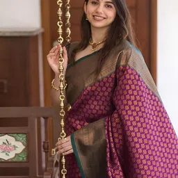 CANIZZARO Ethnic Motifs Woven Design Zari Banarasi Saree-picture-35