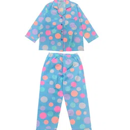 shopbloom Kids Polka Dot Printed Shirt & Trousers Pure Cotton Night suit-49