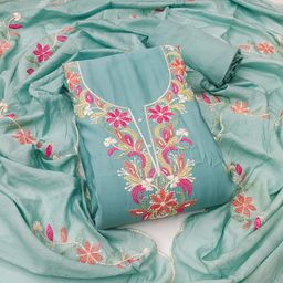 Maroosh Floral Embroidered Beads & Stones Roman Silk Unstitched Dress Material-image-70