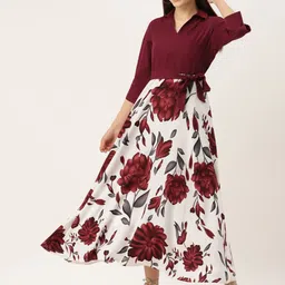 Deewa Women Floral Print Crepe A-Line Maxi Dress-picture-36