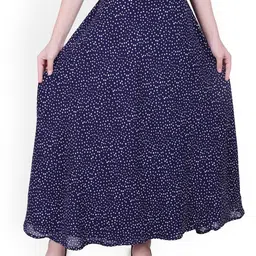 Warsian Printed Flared Maxi Skirt-image-73