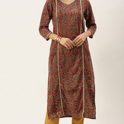 Fourleaf Women Floral Printed Regular Pure Cotton Kurta with Trousers-image-55