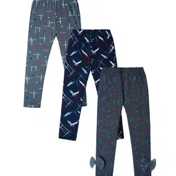 Nino Togs Girls Pack Of 3 Printed Cotton Ankle-Length Leggings-image-99