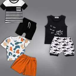 HELPOM Kids Pack Of 3 Striped Short Sleeves T-shirt With Shorts-18