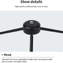 POZUB Universal Mini Heavy Duty Unbreakable Mobile Stand, Camera Tripod Stand With Clip Professional Tripod Pro Phone Tripod Stand Multifunction Flexible Tripod for Smartphone Camera Ring Light Stand Holder Selfie Mount, Special Design for camera,gimbal for smartphone|Tripod stand for mobile|Projector Multi-Use Selfie Stick Desktop, Video Recording Best Selling Mini Black Metal tripod 3Kg Capacity Heavy Metal Photographic Stand Tripod, Monopod Kit, Monopod, Tripod Ball Head, Tripod Bracket, Tripod Clamp, Tripod Kit image 3
