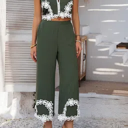 JC Mode Embroidered V-Collar Top With Trouser Co-Ords-image-41