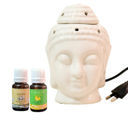POOKIEMOON Ceramic Electric Buddha Aroma Diffuser With Jasmine & Lemon Fragrance 10ml Each-31