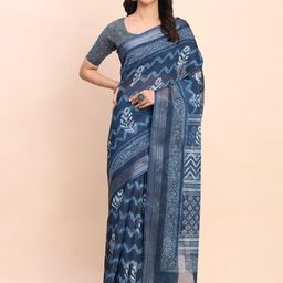 KALINI Batik Printed Zari Saree-image-6