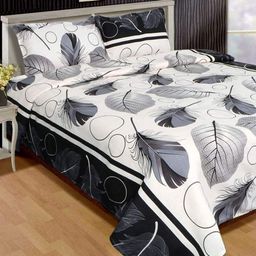 Aura Floral Printed 144 TC King Double Bedsheet with 2 Pillow Covers-image-43