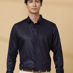 Majestic Man Men Modern Spread Collar Solid Poly Silk Slim Fit Formal Shirt-image-69