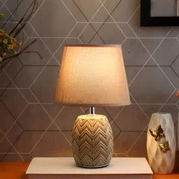 TAYHAA Cream-Coloured Ceramic Contemporary Frusturical Shaped Table Lamp-19