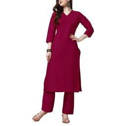 TRY LUCK FASHION Red Viscose Rayon Kurta Sets-image-90