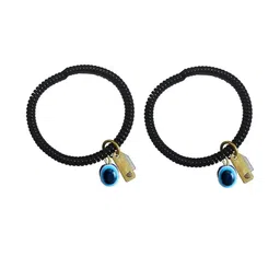 Rodya Unisex Black Pack of 2 Evil Eye Charm Coil Bracelets-23