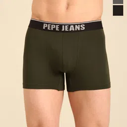Pepe Jeans Pack Of 3 4-Way Stretchable Bio-Washed Zero Piling Trunks - 8909345001807-picture-55