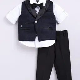 LITTLE COLLARS Boys Embroidered Partywear Shirt Waistcoat With Trousers & Bow-image-94