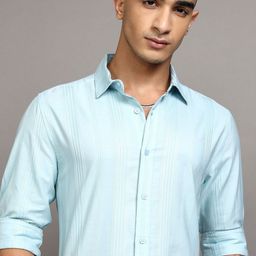 KETCH Men Cutaway Collar Vertical Striped Cotton Casual Shirt-image-21