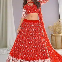 F Plus Fashion Net Semi-Stitched Lehenga Choli-image-30
