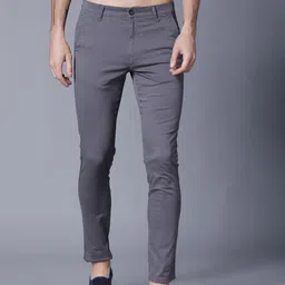 highlander Men Slim Fit Grey Cotton Blend Trousers-picture-23