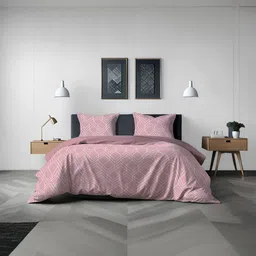 MUSH Lavender & White Geometric Bamboo 300 TC King Bedsheet with 2 Pillow Covers-image-70