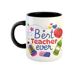 ARTBUG Black Printed Ceramic Glossy Core Set of Cups and Mugs-1