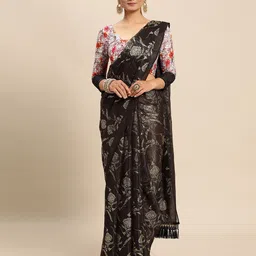 DIVASTRI Embellished Pure Chiffon Saree-image-32
