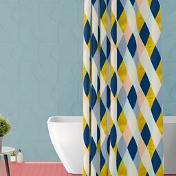ArtzFolio Blue & Mustard Yellow Printed Waterproof Shower Curtain-8