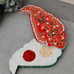 CRAFTAM Green & Red Marble Made Roli Chawal Tilak Chopra With Roli Rice Pack-image-33