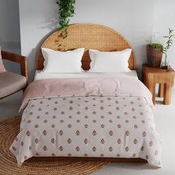 BIANCA Mezzo Peach & Green Printed Pure Cotton AC Room 150 GSM Double Bed Dohar-picture-9