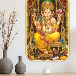 SAF Yellow & Green 1 Piece Canvas Religious Wall Paintings-50