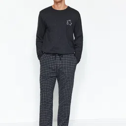 Trendyol Checked Straight-Leg Lounge Pants-image-62