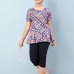 BAESD Girls Printed Swim Suit With Attached Tights-image-25