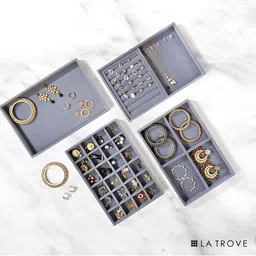La Trove Grey 4 Pieces Wardrobe Jewellery Organisers-0