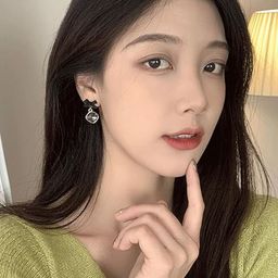 PolluxCraft Gold-Plated Artificial Stones Studded Bow Shaped Korean Drop Earrings-picture-5