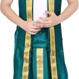 PRIYAKANT SAFAWALA RAMA GREEN PESHWAI DHOTI SET Solid Men Dhoti-image-26