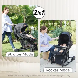 r for rabbit Rock N Roll - The Rocking Baby Stroller and Pram for Baby/Kids with Easy Compact Folding (Green) Stroller Cum Rocker image 2