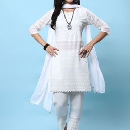 Shree Floral Embroidered Regular Thread Work Kurta With Trousers & Dupatta-image-68