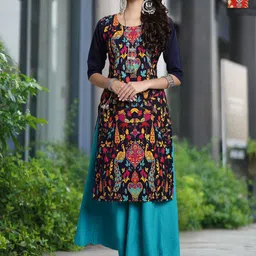 Moda Rapido Selection Of 2 Floral Printed Round Neck Straight Kurtas-image-33