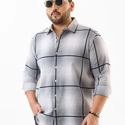 Snitch Men Plus Size Checked Spread Collar Casual Shirt-picture-35
