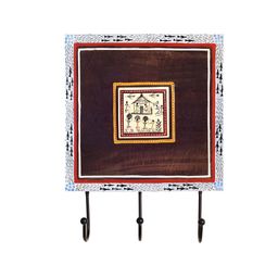 AAKRITI ART CREATIONS Brown 3-Hooks Bath Towel Hanger-39