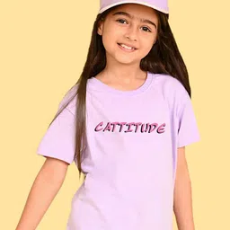NUSYL Girl Printed Round Neck Oversized T-shirt-53
