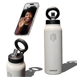 MELBIFY White & Black Single Stainless Steel Solid Double Wall Vacuum Water Bottle-30