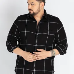 UNSIZED Men Comfort Oversized Fit Spread Collar Windowpane Checked Cotton Casual Shirt-image-69
