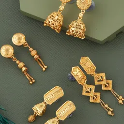 DIVASTRI Set Of 4 Gold-Plated Brass Earrings-picture-48