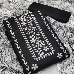 LADY SHOPI Embroidered Pure Cotton Unstitched Dress Material-image-24