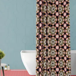 ArtzFolio Black and Green Floral Printed Waterproof Shower Curtain-24