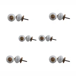 Indianshelf 6-Pcs Grey & White Printed Ceramic Knobs-18